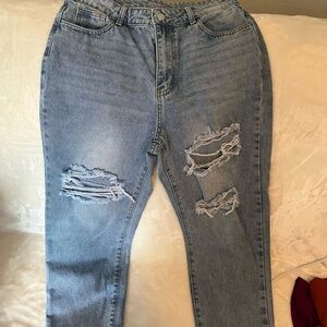 Stylish Blue Distressed Women's Jeans